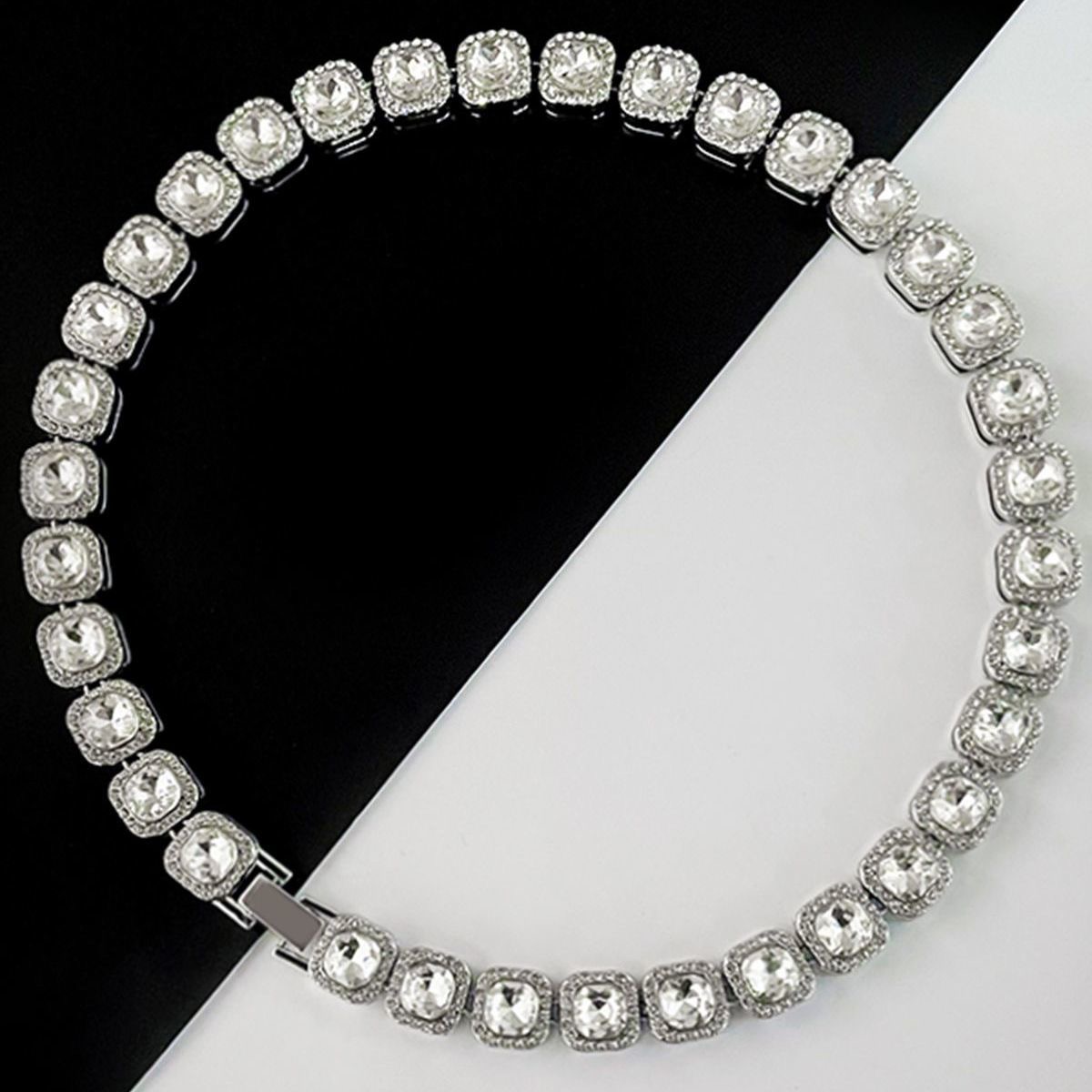 Hipster hip hop rap square dia Cuban chain accessories Upscale crystal cube full of dias new