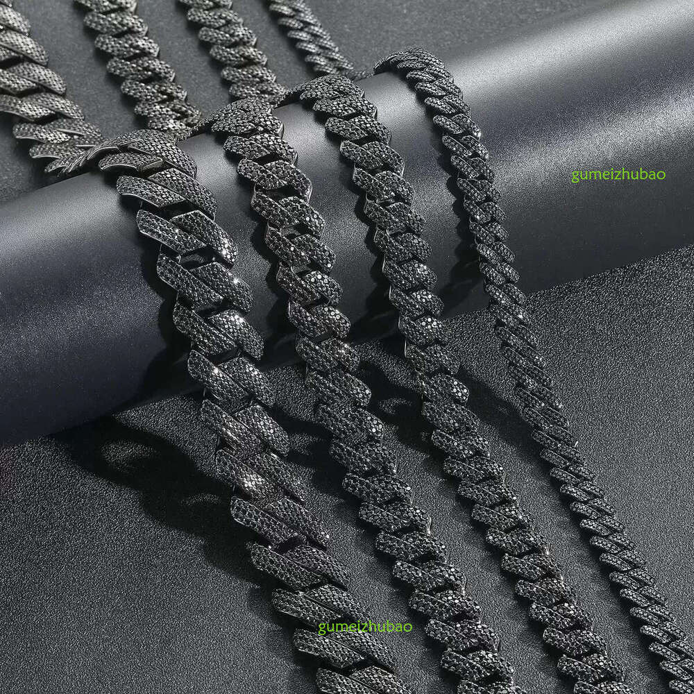 Hip hop rapper Moissanite Necklace Jewelry vs Sterg Sier 20mm ice out black Diamoissanite Cuban k chain