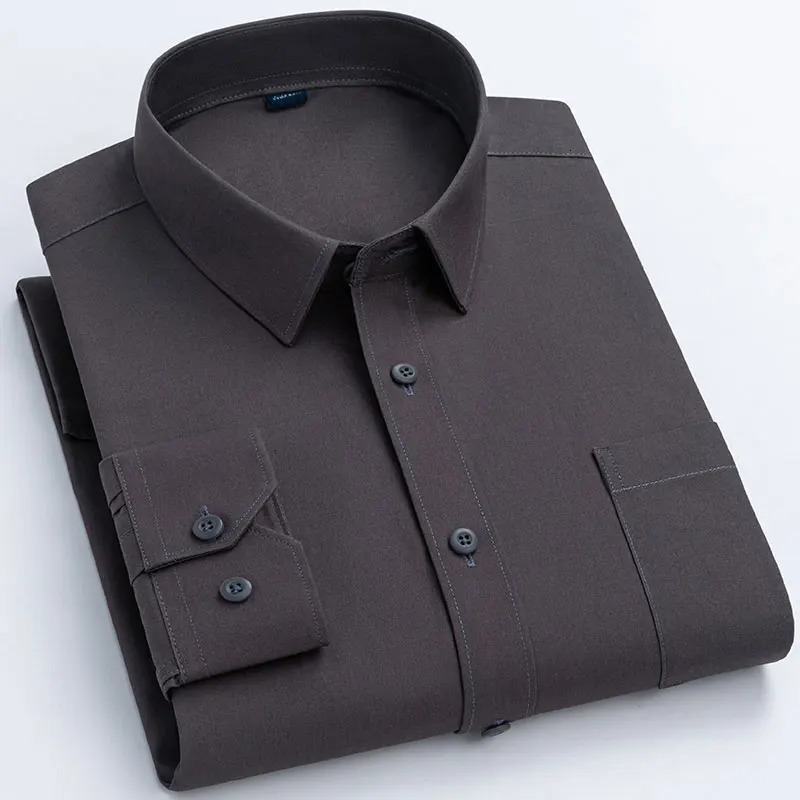 High quality cotton mens dress with long sleeves for middle-aged and elderly luxurious solid color business leisure social mens shirt regular fit 2503