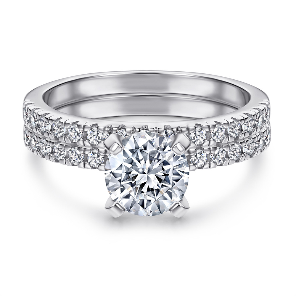 KNOBSPIN D VVS1 Radiant Moissanite Rings for Women 4 Prong Classic Trendy Fine Engagement Wedding Band GRA Certified Sliver