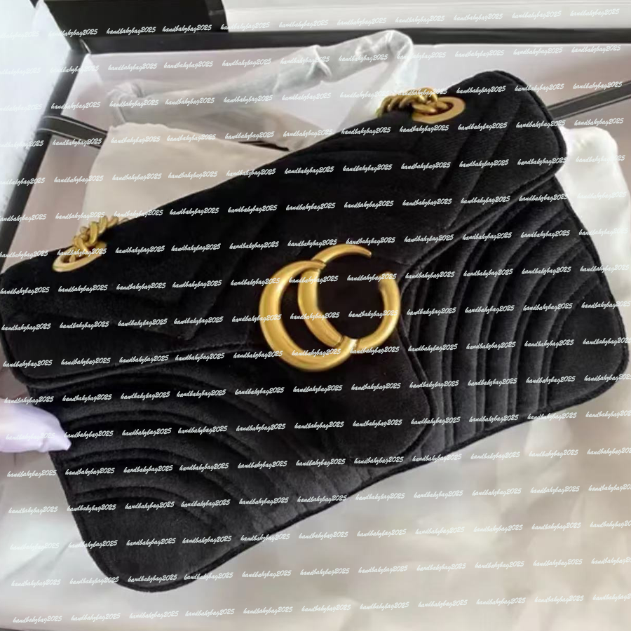 Women Luxury Marmont Suede Leather Shoulder Bags 443497 Medium Velvet Chain Bag 26cm Ladies Designer Classic Crossbody Bag