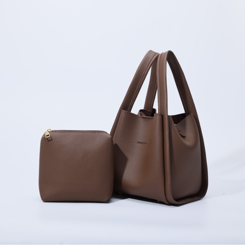 Litchi grain child female bucket bag new style of women's bag simple shoulder bag portable vegetable basket bag 2025s hot