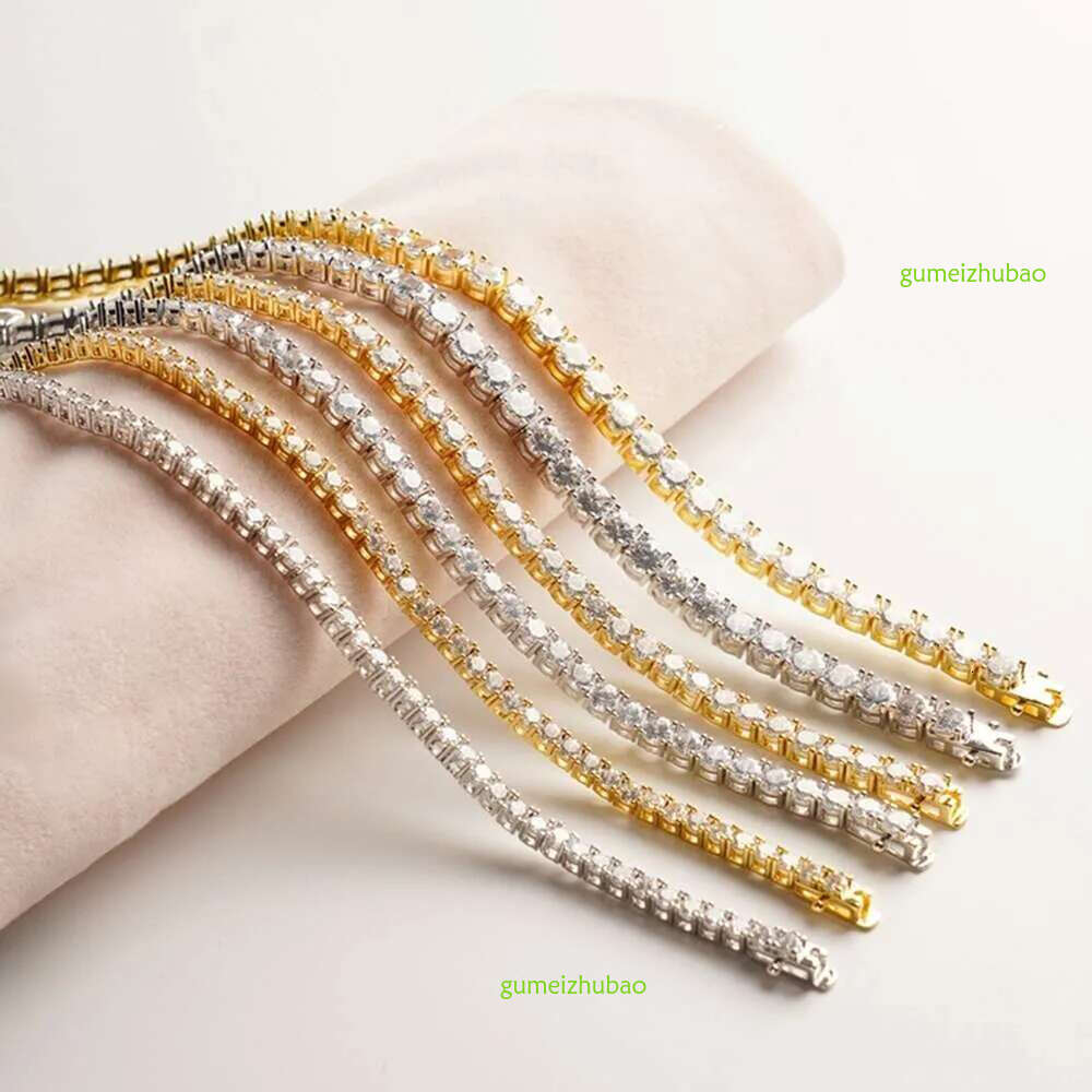 Juncheng GRA VVS Moissanite S Sterg Sier 10K 14K Gold Plated Chain Tennis Bracelet for Men Women Dia