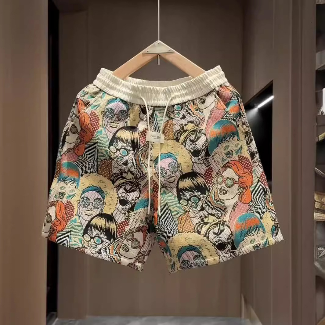 2025S Fashion Designer Summer New American Color Woven Jacquard Casual Shorts Men S Trendy Brand Fashionable Contrasting Loose Couple Sports Five Quar