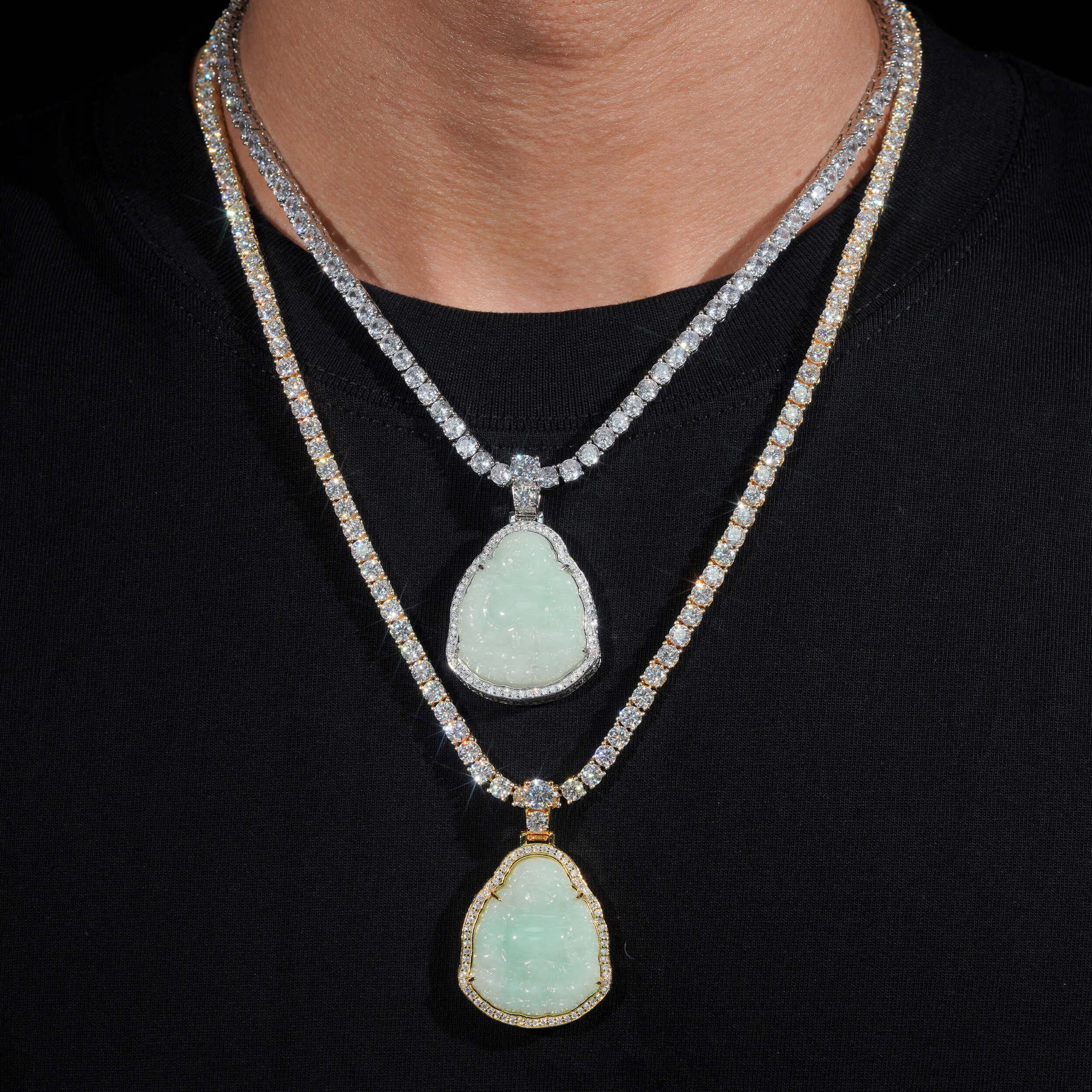 ZUANFA new personalized hip-hop jade Buddha pendant 925 silver moissanite wearable tennis chain