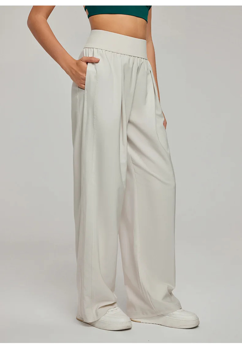 Spring and summer straight and wide leg pants for women high waisted weight loss sports leggings breathable and loose casual yoga pants 250320