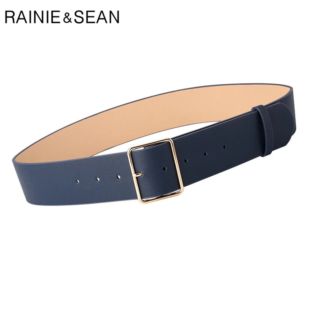 RAINIE SEAN Army Green Women Belt Ladies Waist Belt for Trousers Casual Pin Buckle Pu Leather Wide Belt Women Accessories 104cm 250322