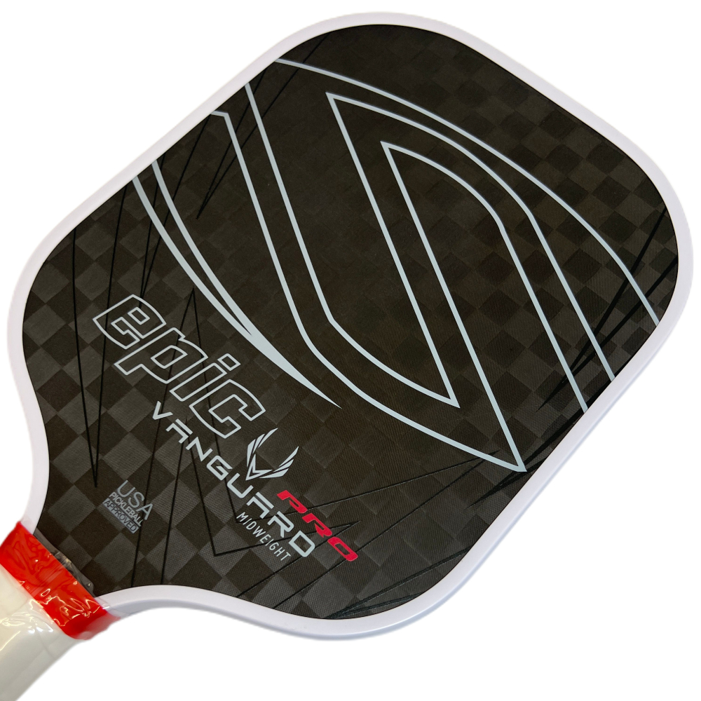 EPIC VANGUARD PRO 12K Raw Carbon Fiber Thermoformed Pickleball Paddle 16mm Polymer Honeycomb Core Increased power and control