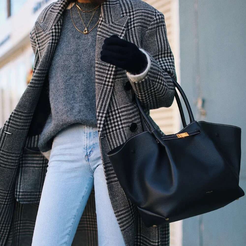 Midi NEW YORK Tote Leather Handbag Women Fashion Shoulder Bag, Designer Purse, Trendy Crossbody Bag For Ladies