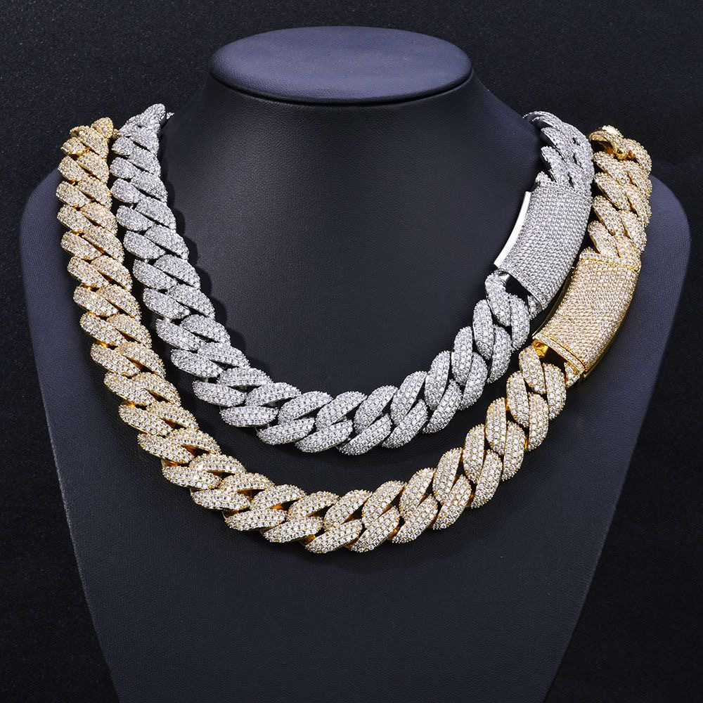 Wholesale designer Chain Necklace Hip Hop Jewelry 24mm wide 2 row K-chain VVS Moissanite Gold plated sterstersier Cuban bracelet