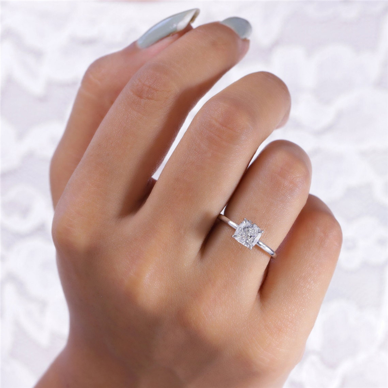 Jewelry 1.0 Carat Cushion Cut Hiden Halo Engagement Ring For Women Solid White Gold Lab Diamond IGI Certificate Wedding Ring E VS1 HPHT CVD Diamond