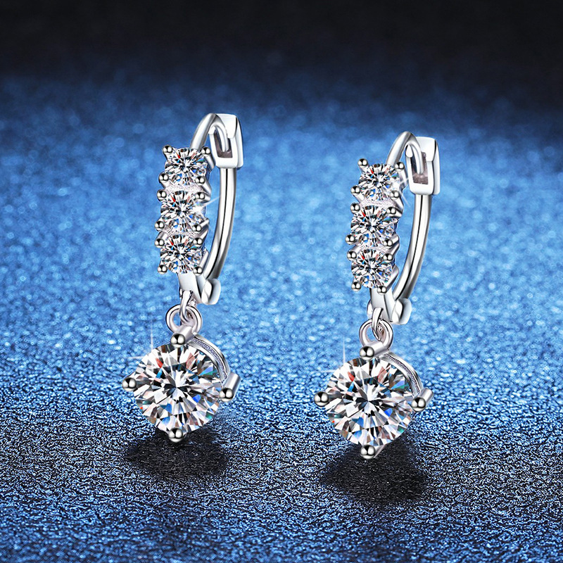 Solid 14K White Gold AU585 Platinum PT950 Earrings female moissanite tassel spirit earrings