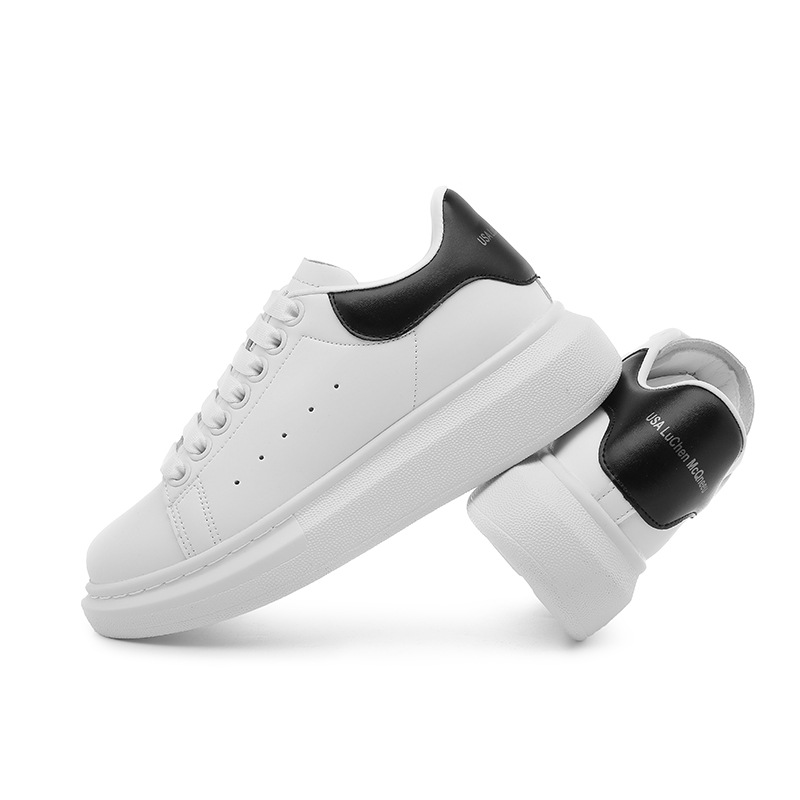 Korean version genuine leather thick-soled platform shoes White shoes for women and men spring new style height-increasing versatile casual sneakers s