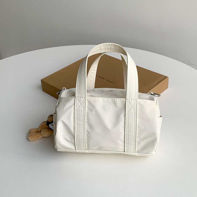 2025S Fashion Designer Korean Silver Crossbody Summer Women S Leisure Nylon Cylinder Bag Versatile And Luxury Feeling Small Handbag