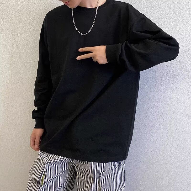M10295 Spring and autumn new men's Korean style heavy lapel solid color sweatshirt