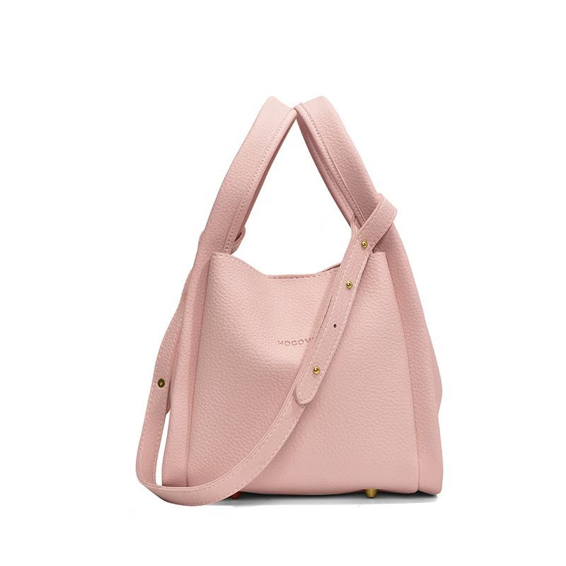 Litchi grain child female bucket bag new style of women's bag simple shoulder bag portable vegetable basket bag 2025s hot
