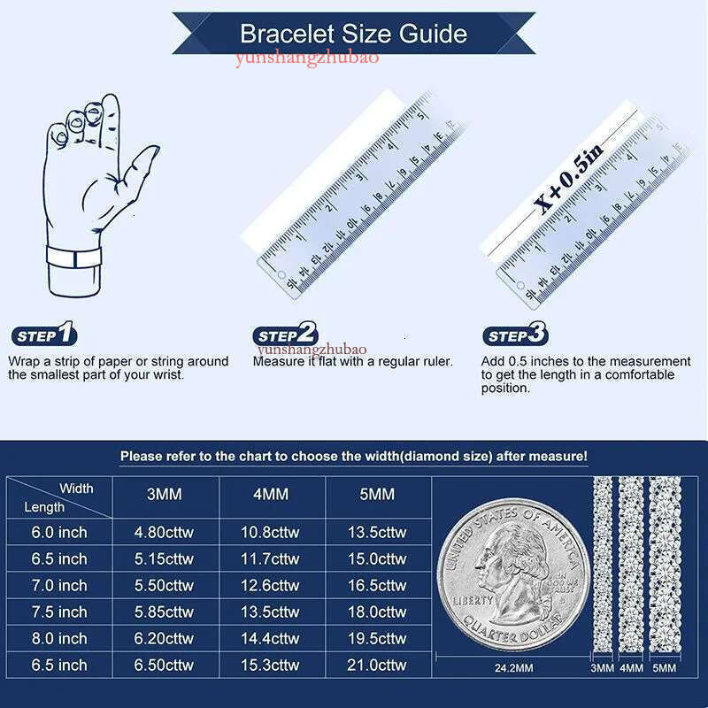 Unisex Sier Plated Designer Tennis Bracelet VVS Moissanite 3/4/5mm Wide Woman Jewelry Bracelets Rapper Hip Hop Iced Out Chain for Valentine's Day