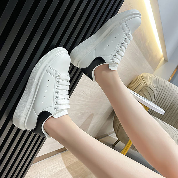 Korean version genuine leather thick-soled platform shoes White shoes for women and men spring new style height-increasing versatile casual sneakers s