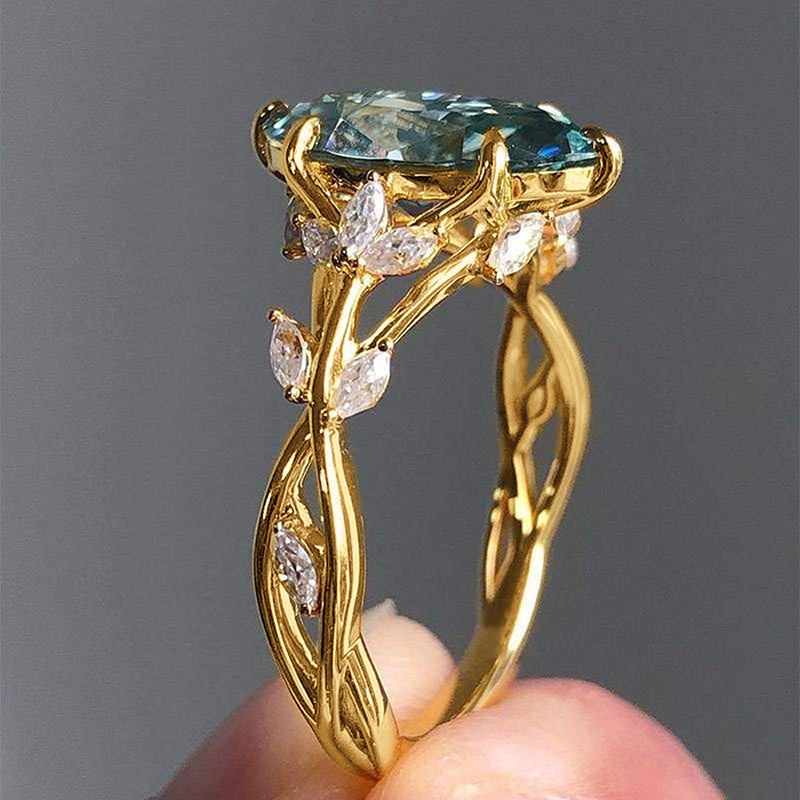 Choucong Ins Top Sell Wedding Rings Luxury Jewelry 18K Gold Fill Marquise Multi Color 5A Cubic Zircon CZ Diamond Women Leaf Vine Engagement Band Ring 
