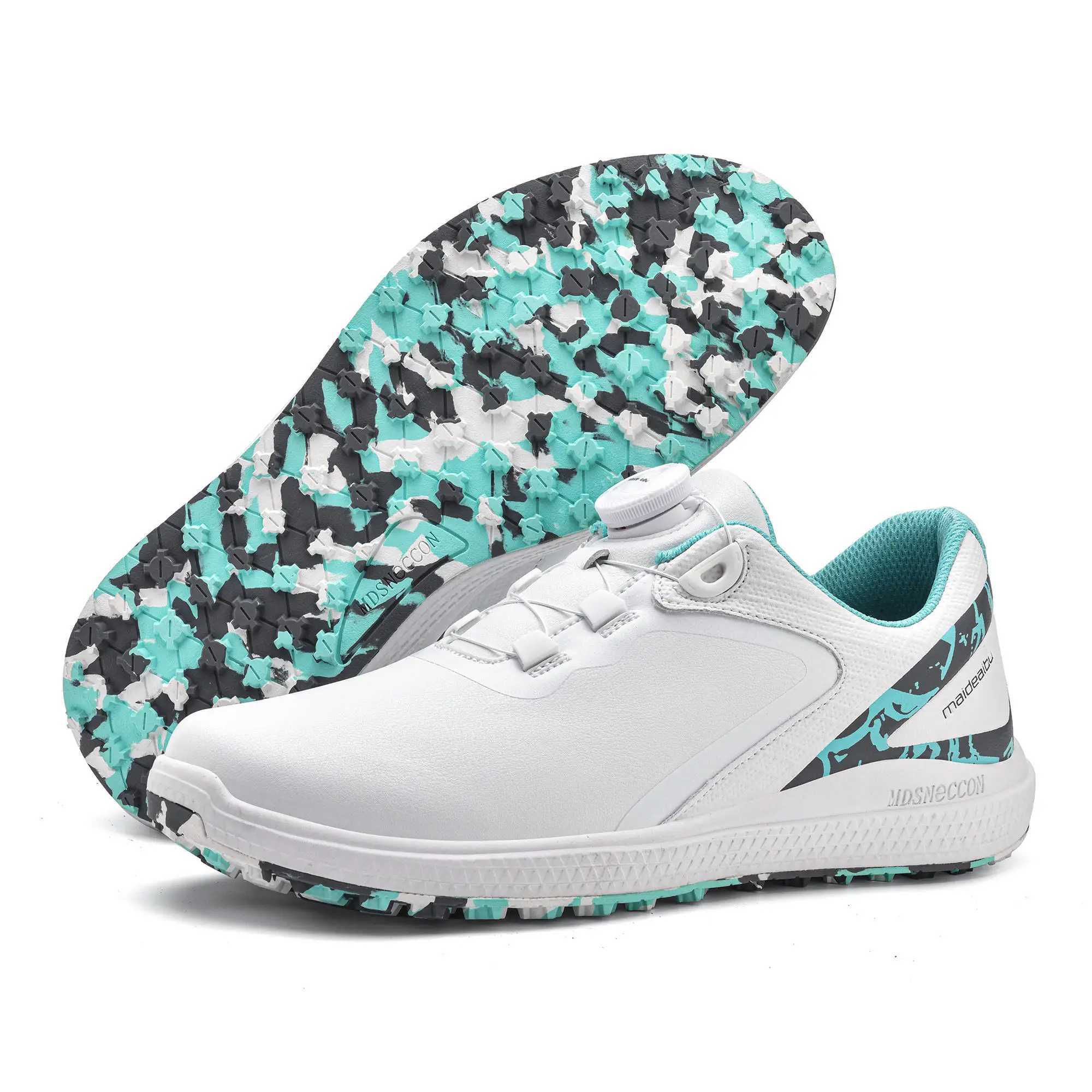 Golf shoes mens waterproof golf sports shoes lace seamless golf sports shoes business outdoor breathable leather golf shoes Y250322