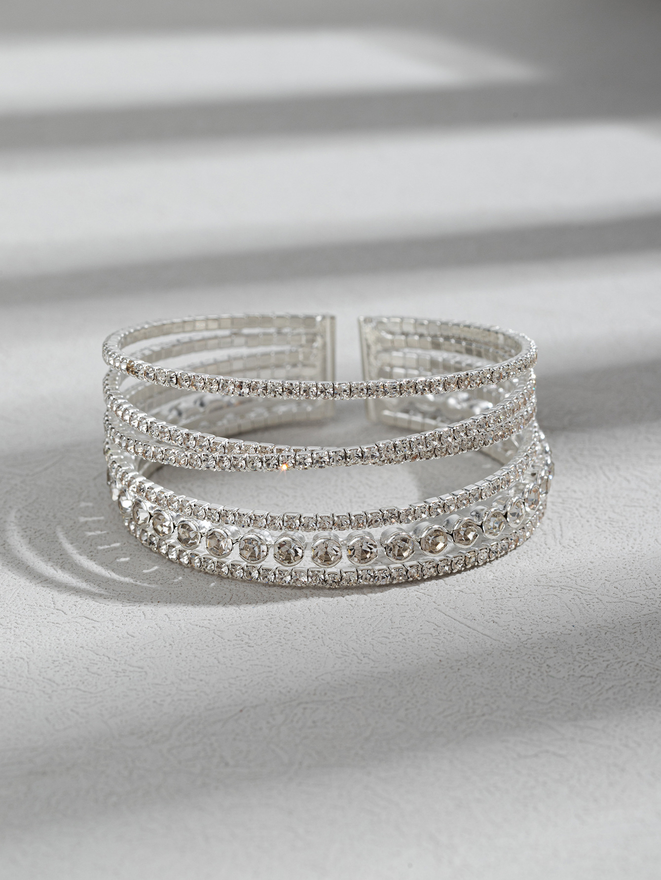 Choucong Brand Ins Top Sell Bride Bangle Sparkling Elegant Luxury Jewelry 925 Silver Fill Rhinestone Crystal Party Women Wedding Elastic Wedding Brace