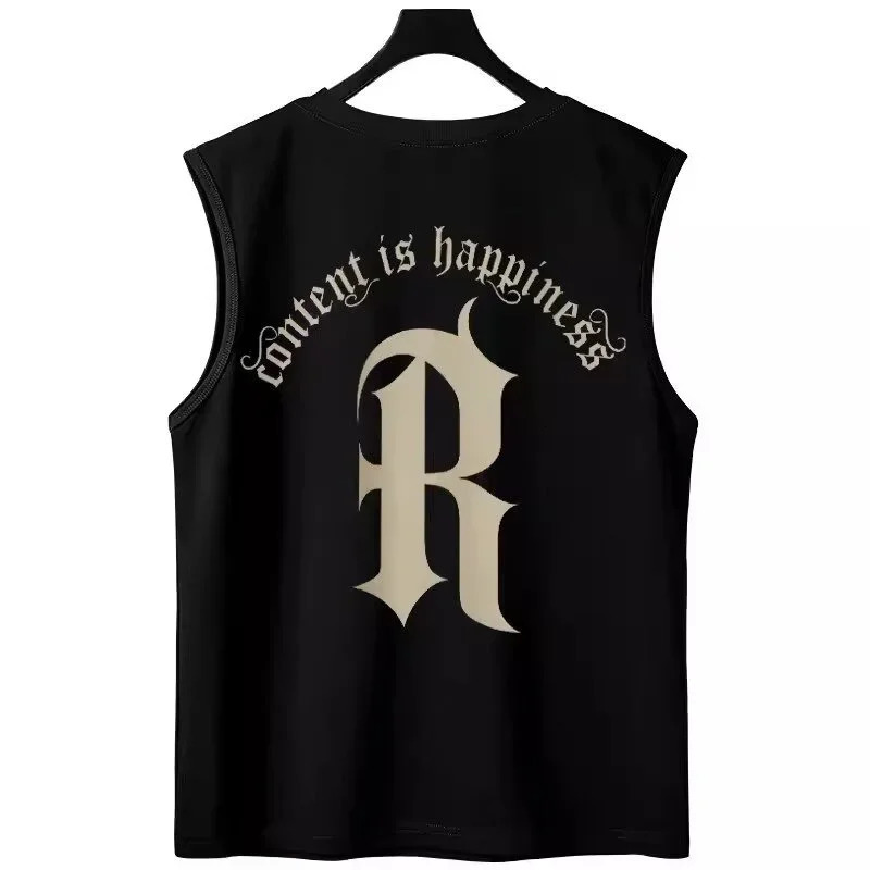 Summer letter printing mens vest hip-hop fashion sleeveless T-shirt Y2K street clothing oversized top retro vest clothing 250318