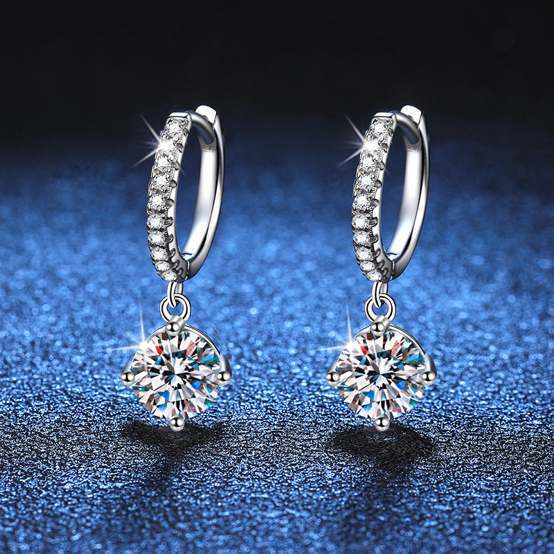 Solid 14K White Gold AU585 Platinum PT950 Earrings female moissanite tassel spirit earrings