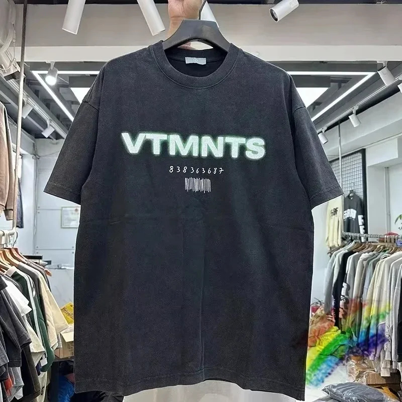 VTMNTS letter printed menswomens washed retro Tshirt made of pure cotton oversized round neck comfortable pregnant womens top 250320