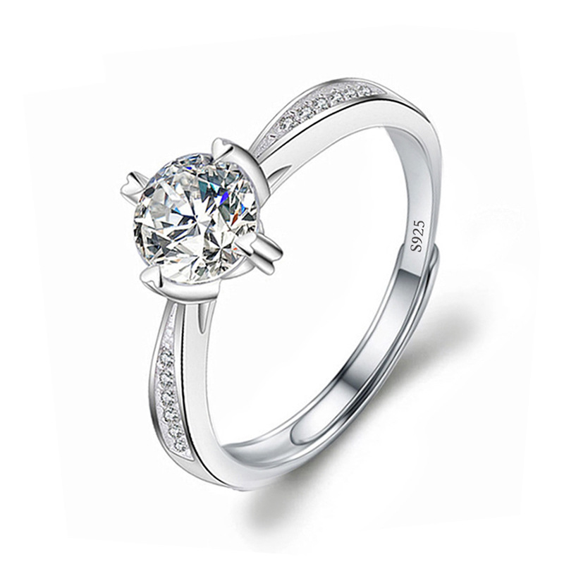 Women's PT950 Platinum 2 Mossanite Dia Ring, Simple Micro-Set Bull Head Design, Gift for Girlfriend.