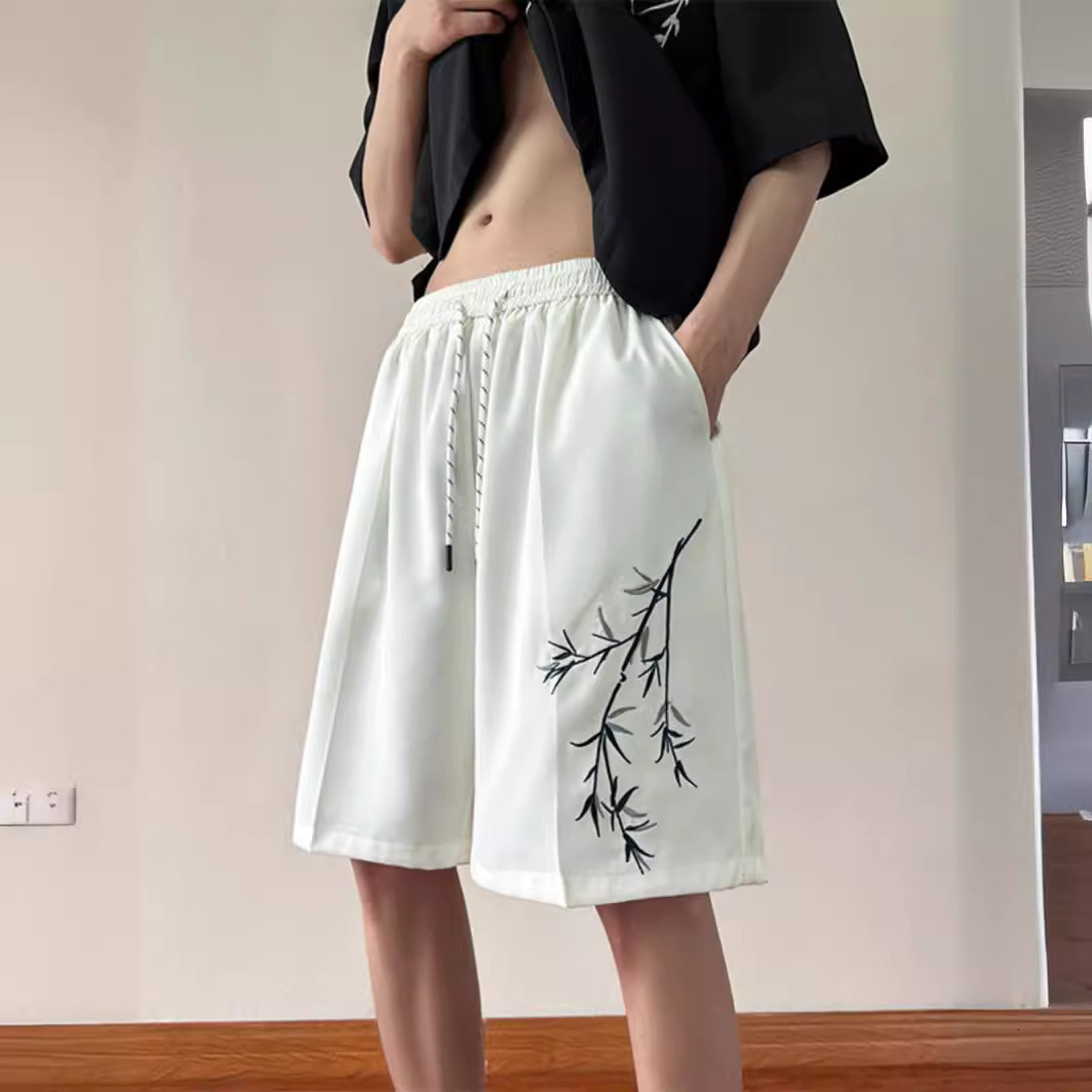 2025S Fashion Designer New Bamboo Leaf Shorts For Men Summer Thin And Loose Casual Shorts Trendy Brand Plus Size Chinese Style Sports Five Quarter Pan