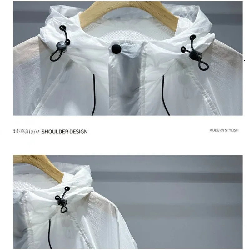 Summer sportswear mens hooded jacket lightweight sportswear long sleeved sunscreen outdoor windproof mens clothing 250321
