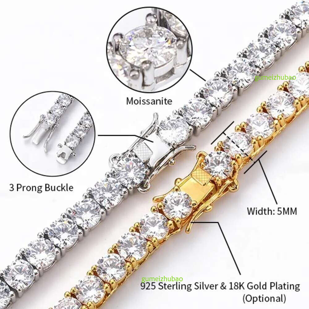 Juncheng GRA VVS Moissanite S Sterg Sier 10K 14K Gold Plated Chain Tennis Bracelet for Men Women Dia