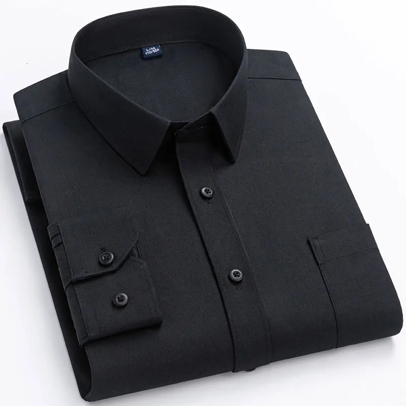 High quality cotton mens dress with long sleeves for middle-aged and elderly luxurious solid color business leisure social mens shirt regular fit 2503