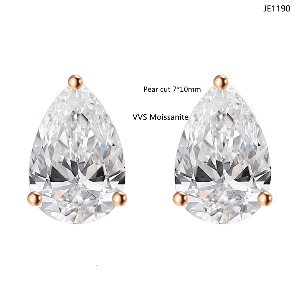 INS new S925 silver inlaid pear shaped moissanite earrings simple earrings
