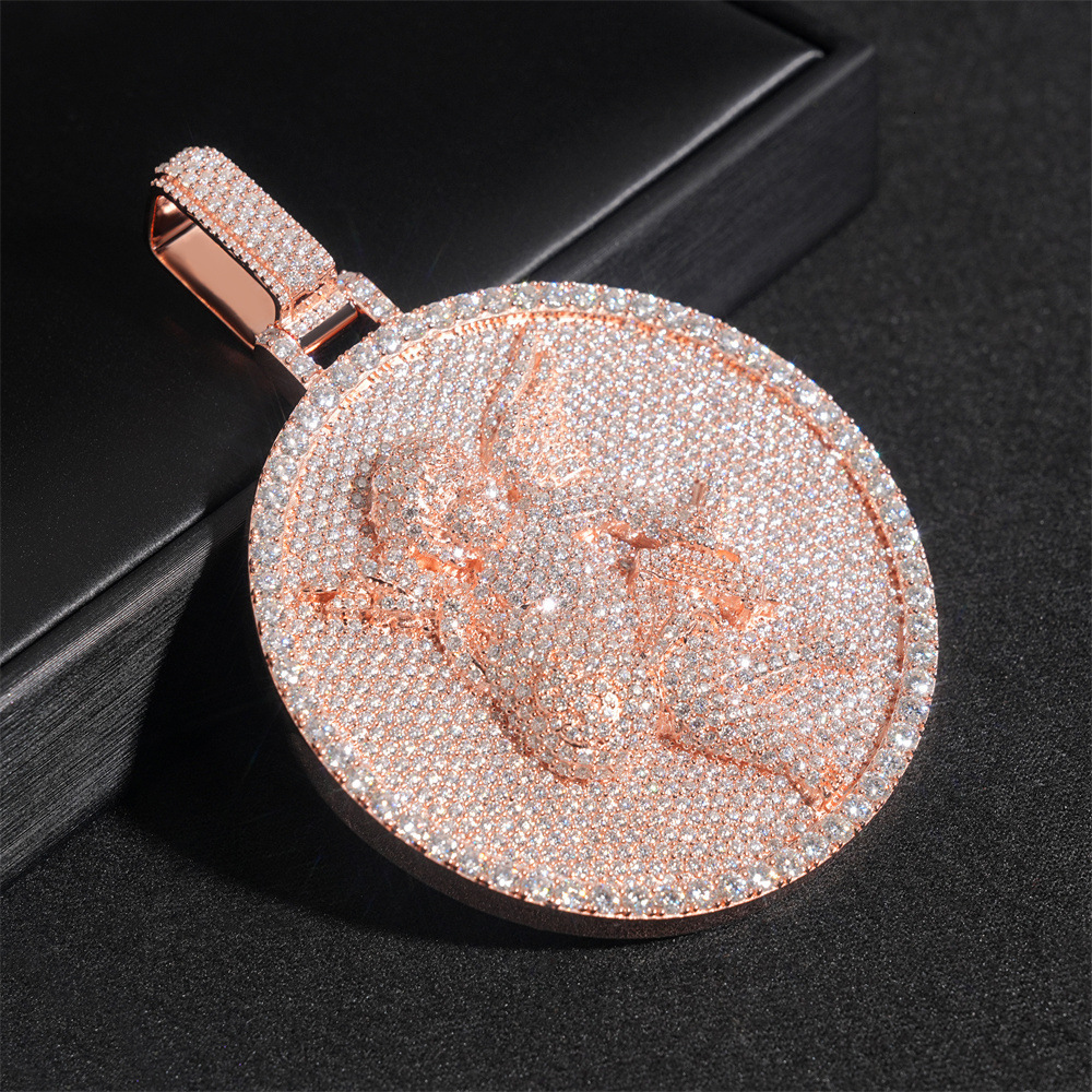 Diamond Hair New 2.5-inch Circular Angel Hip Hop Pendant 925 Silver Moissanite Pendant Can Thread 10mm Chain