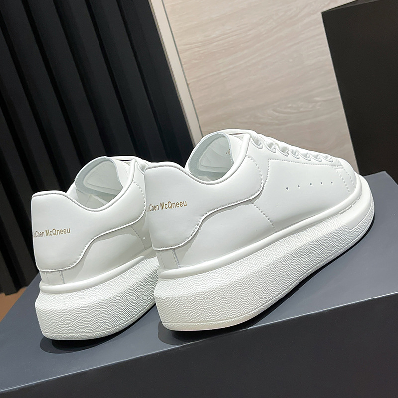 Korean version genuine leather thick-soled platform shoes White shoes for women and men spring new style height-increasing versatile casual sneakers s