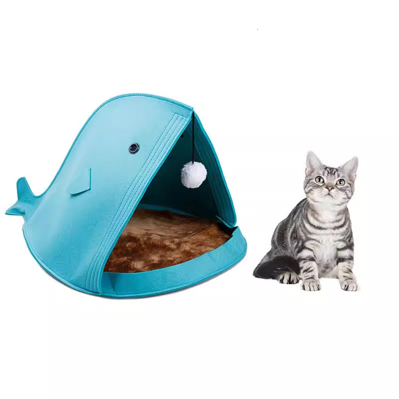 Cute shark felt pet litter New Cat litter Dog Litter Cat supplies Creative triangle deep sleep