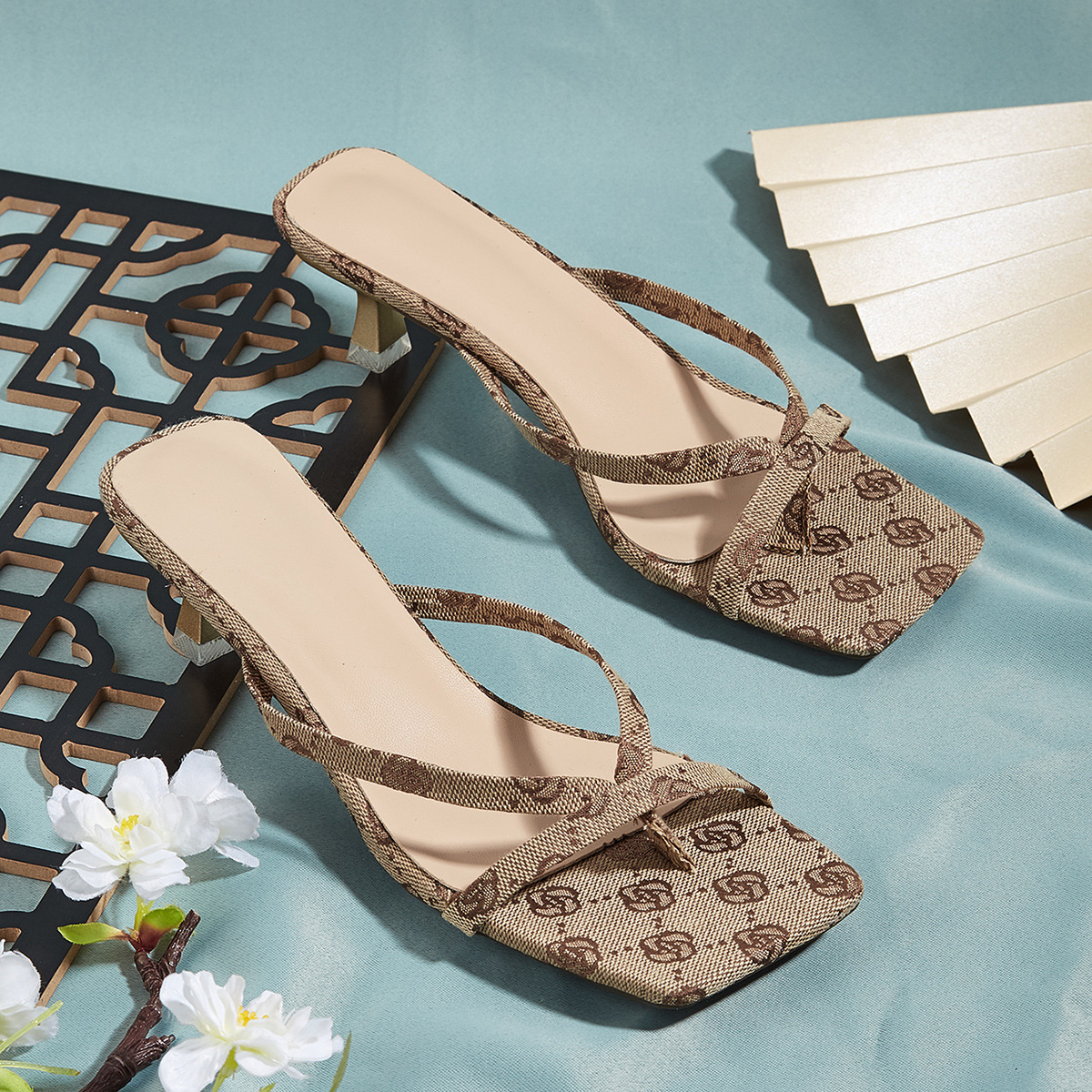 Free shipping designer Sandals heel slides for womens slipsole slippers girl Toe high heels fashion slipper outdoor shoes