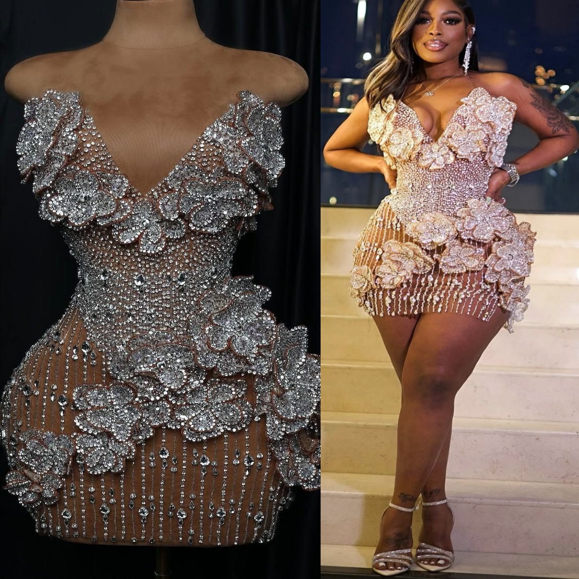 Chic Gold Illusion Sheath Cocktail Dress Crystals Flowers Sweetheart Short Mini Graduation Homecoming Dresses For Special Occasions Sweetheart Gowns