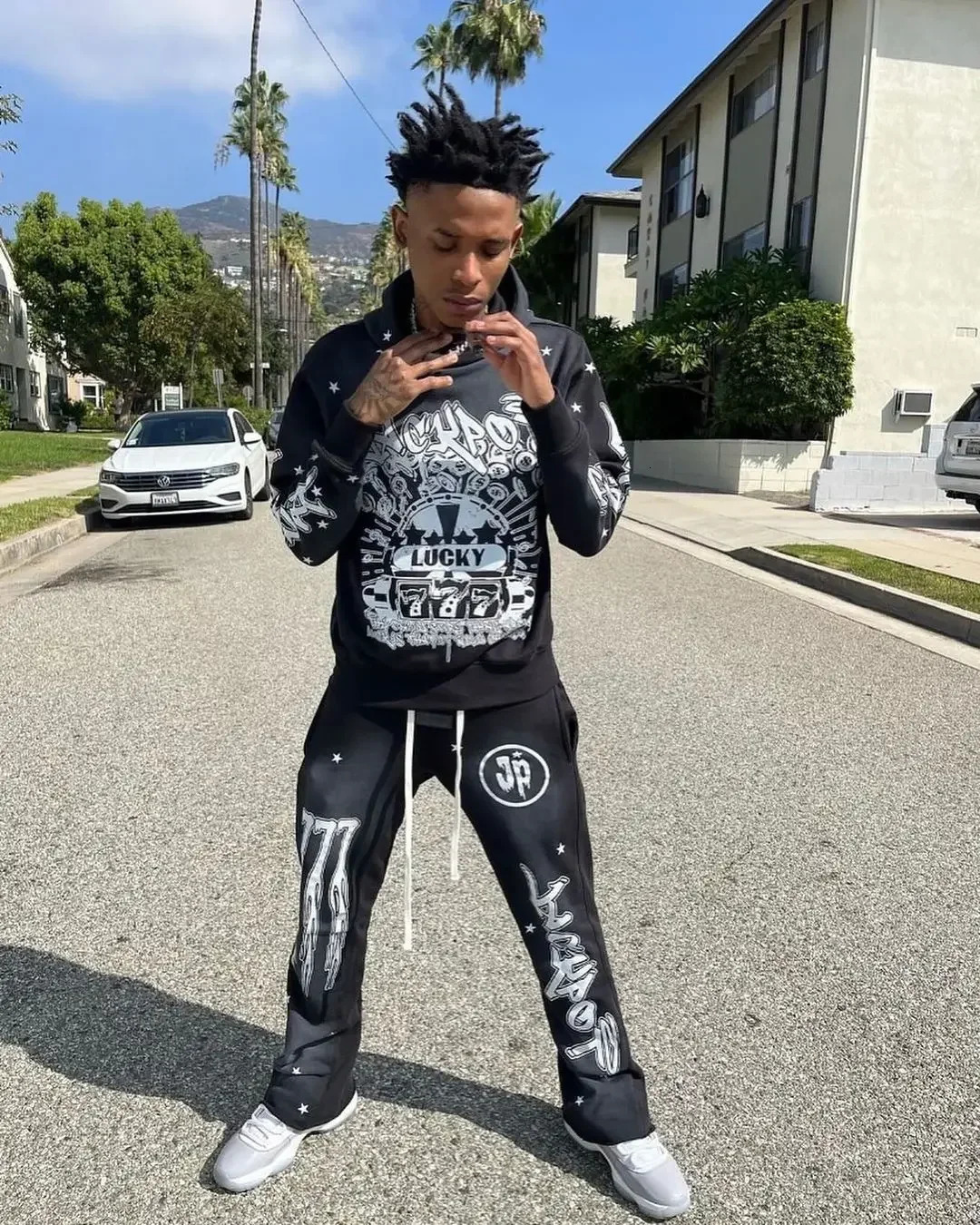 Autumn and Winter Sports 2 Piece Sets Womens Outfits Gothic Men Hoodie Sweatshirts Sweatpants Two Suit Y2k Street Sportswear 250322