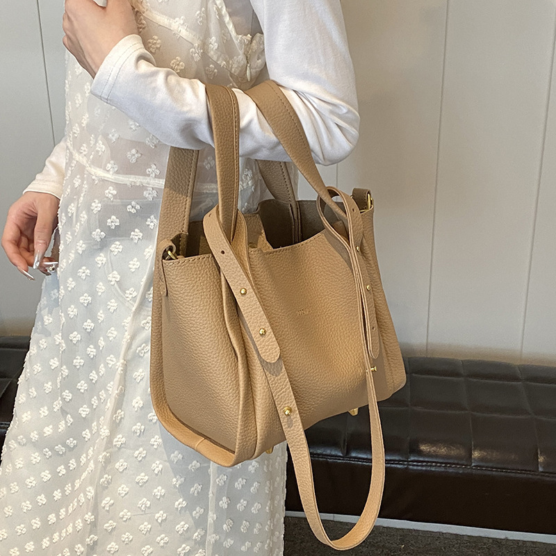Women's fashion hand-held bucket bag summer style simple and leisure single shoulder bag Korean version niche trendy crossbody bag
