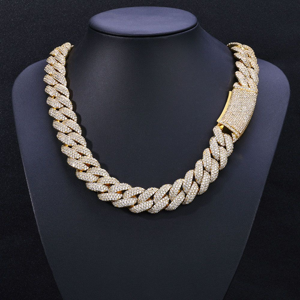 Wholesale designer Chain Necklace Hip Hop Jewelry 24mm wide 2 row K-chain VVS Moissanite Gold plated sterstersier Cuban bracelet