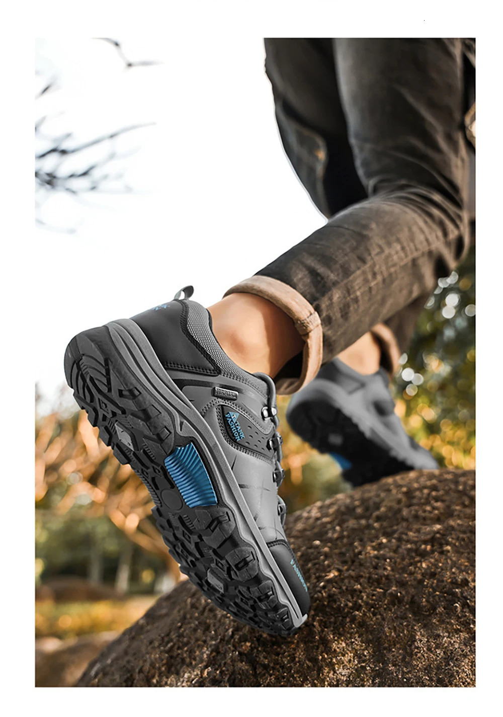 PU Leather Cargo Shoes For Men Waterproof Breathable Outdoor Mens Running Sneakers Anti-slippery Climbing Sport Shoes For Men 250322