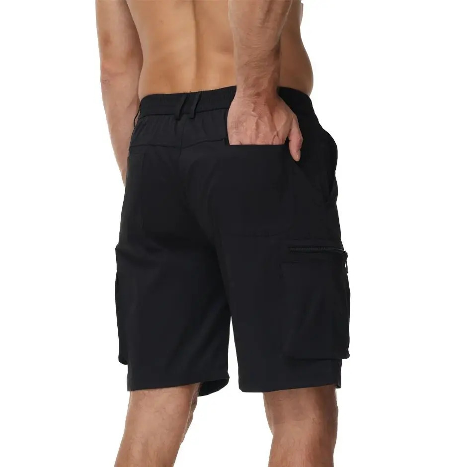 Mens summer breathable cargo shorts loose and casual elastic waist with multiple pockets suitable for outdoor sports and daily wear 250321
