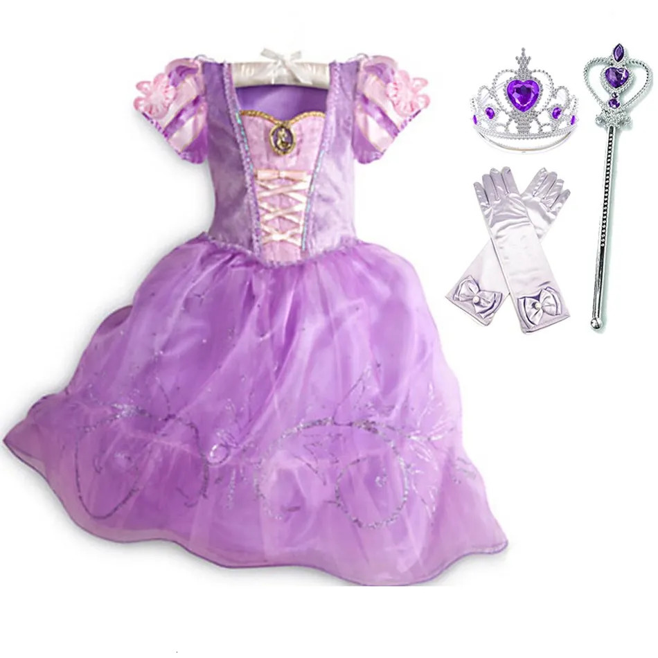 Childrens Princess Costume Party Fancy Flowers Vestido 2024 Christmas Birthday Carnival Dress up Long Haired Beauty Frog 250318