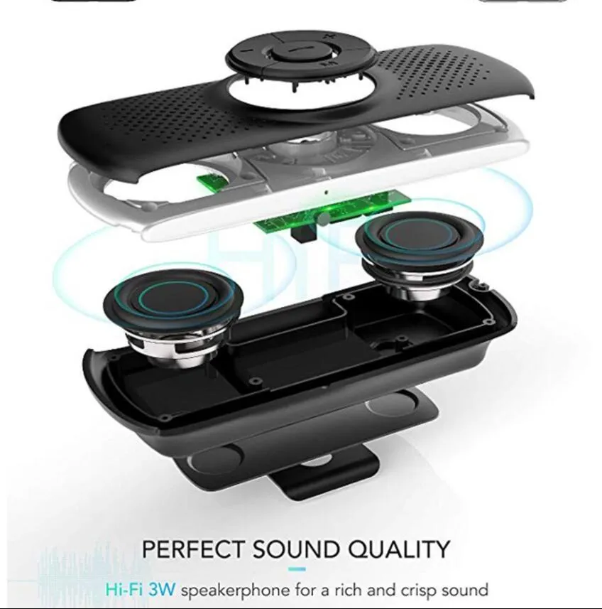 T826 Multi-Function Bluetooth car kits Speakerphone EDR Support For SIRI 3W Speaker Handsfree Kit MP3 Player Adapter Sun Visor Clip