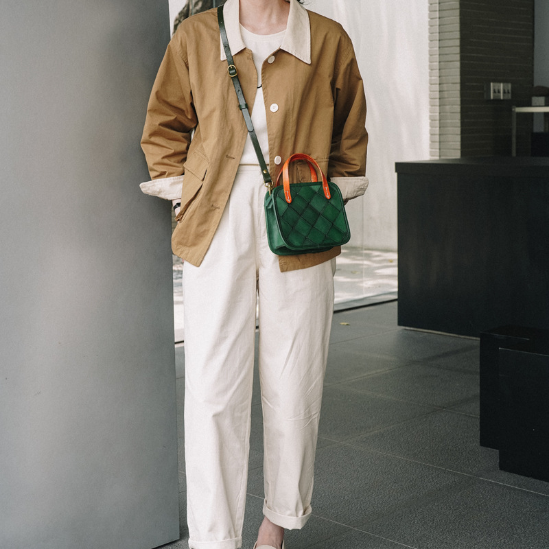 2025S Fashion Designer New Top Layer Cowhide Crossbody Vegetable Tanned Patchwork Shoulder Bag Handbag Genuine Leather Women S Bag
