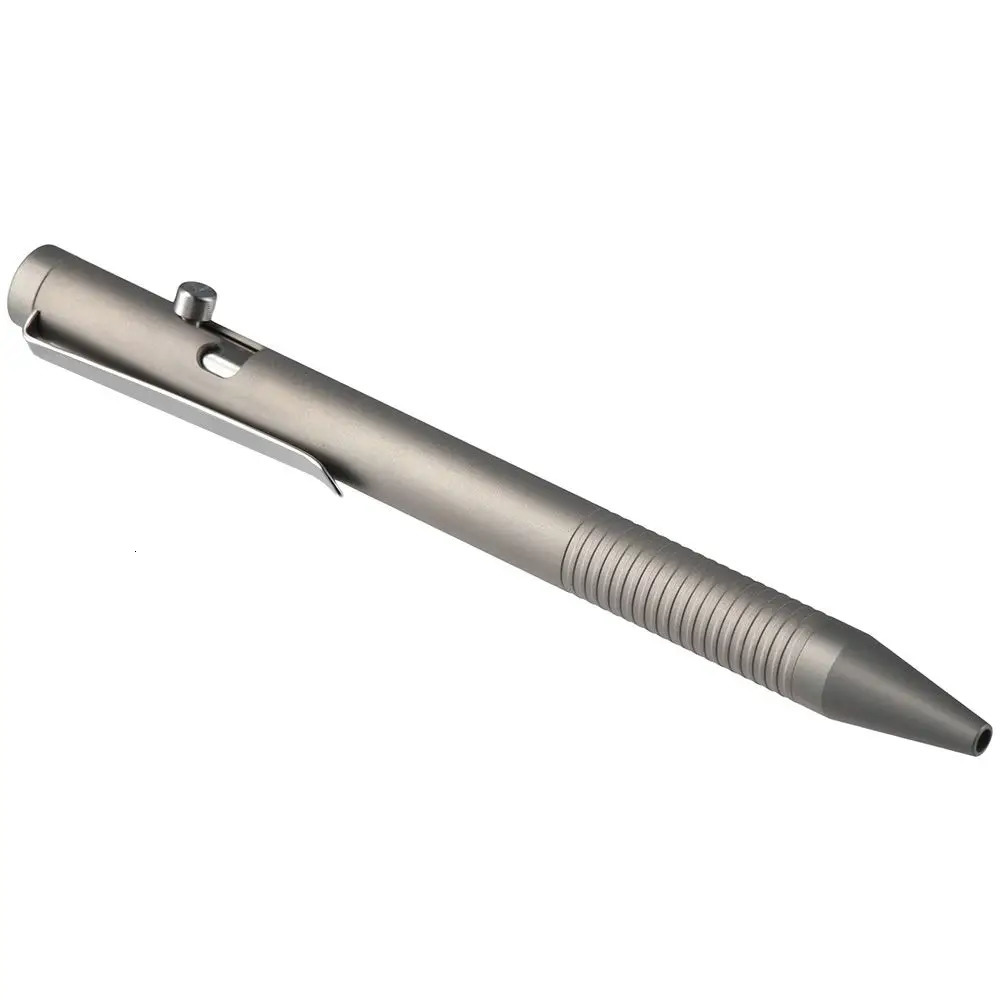 Grey Titanuim Alloy Bolt Action Pen Ballpoint Pen Easy Carry Daily Writing Use Pen Refillable Retractable Ballpoint Pens 250322