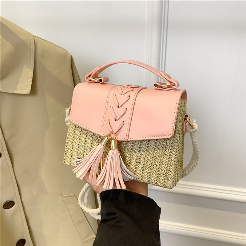 2025S Fashion Designer New Grass Weaving Box New Weaving Handbag Tassel Pendant Trendy Shoulder Bag