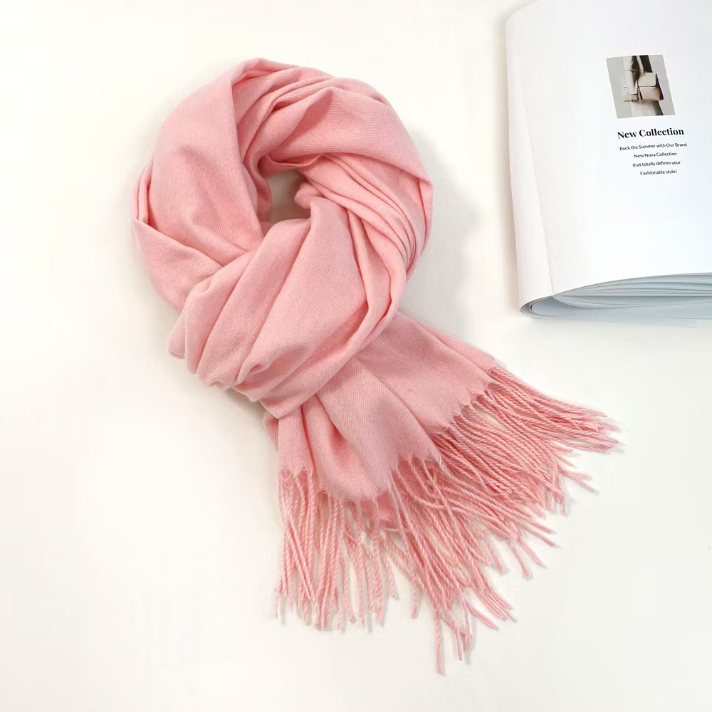K210 Scarf Women Solid Color Imitation Cashmere Shawl Neck Warm Fashion Trend All-match Medium Length Scarf Women Short Beard Wholesale